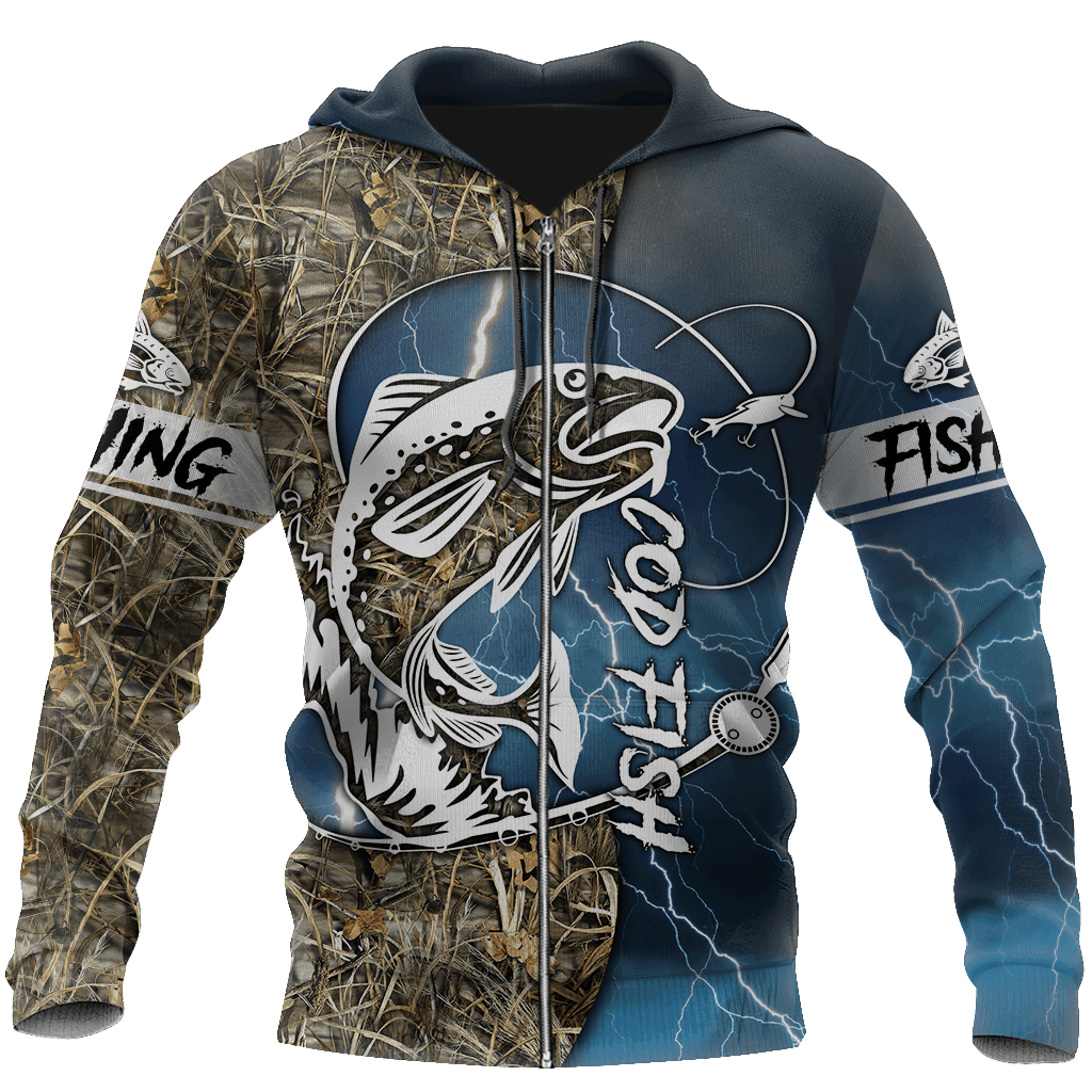 Cod Fishing Sport Camo Tattoo Graphic – 3D Hoodie