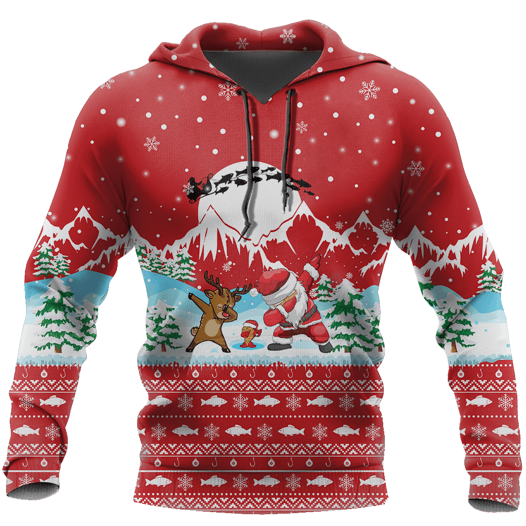 Santa Fishing Yolo Christmas Red Graphic – 3D Hoodie