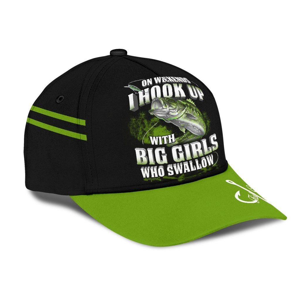 Green Bass Fishing Hook 3D Design – Classic Cap