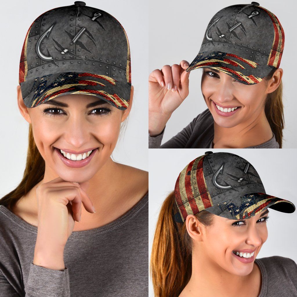 United States Fishing Hook 3D Design – Classic Cap