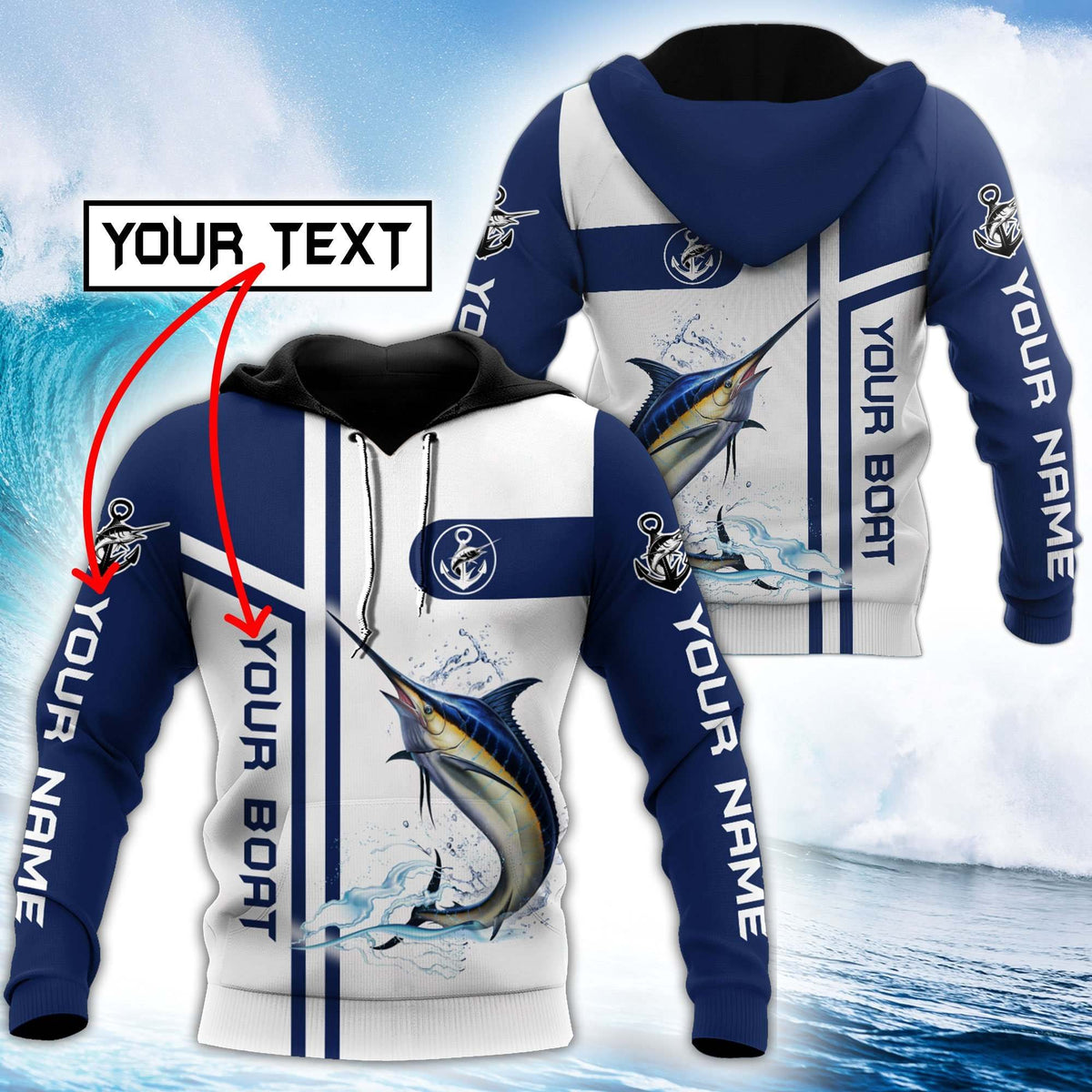 Custom Name Marlin Catch And Release Graphic – 3D Hoodie