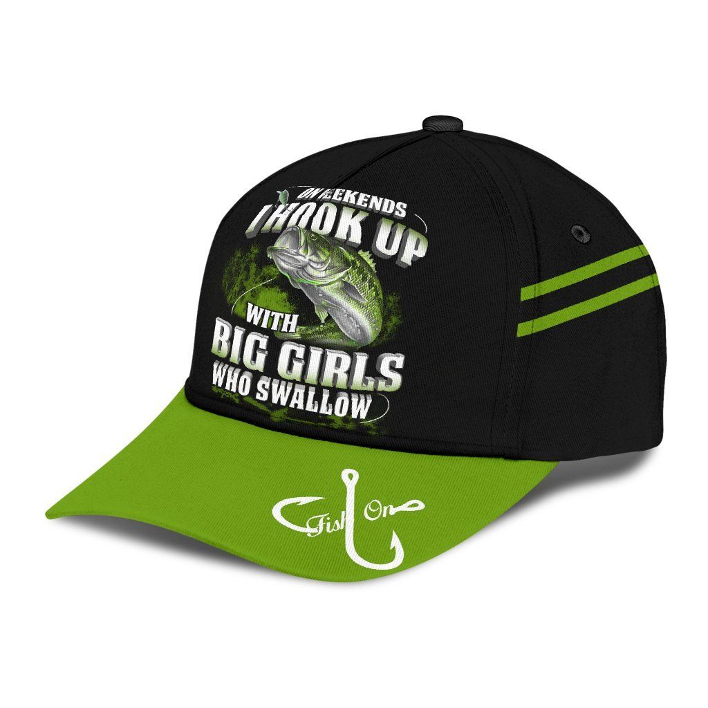 Green Bass Fishing Hook 3D Design – Classic Cap