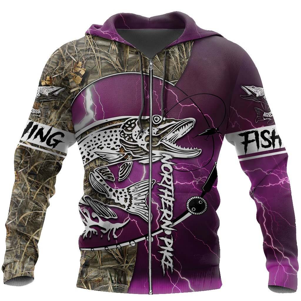 Northern Pike Fishing Pink Camo Graphic – 3D Hoodie
