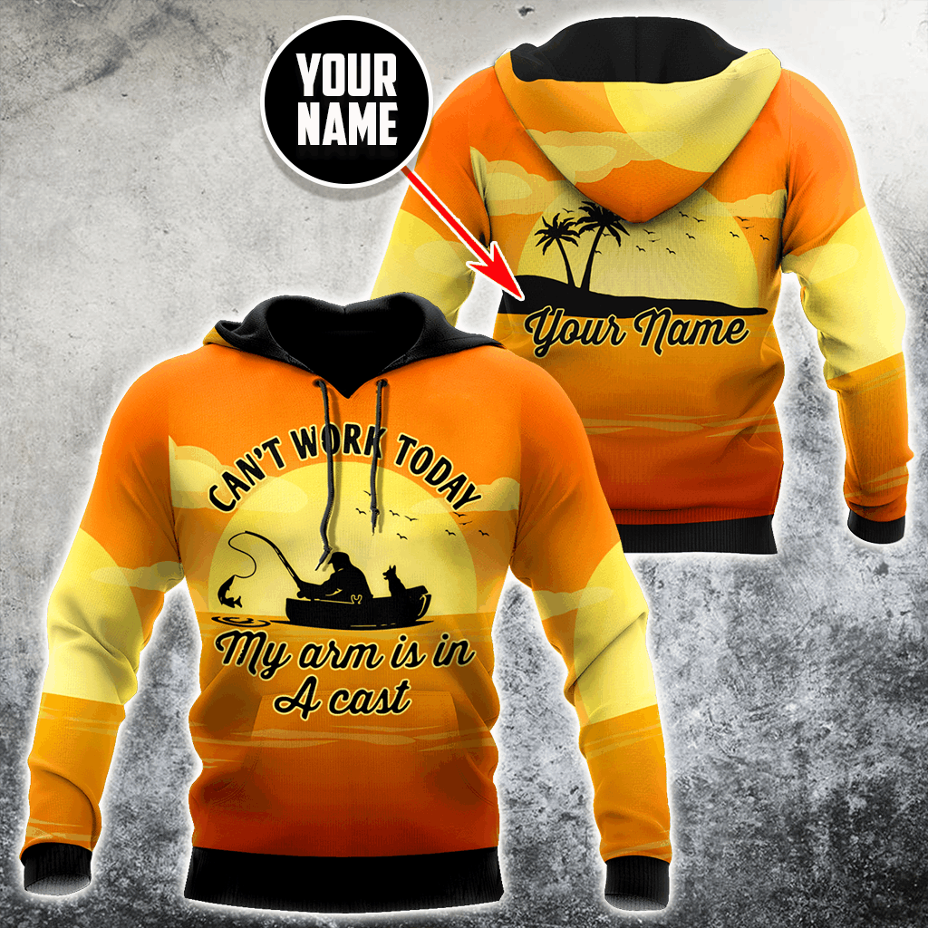 My Arm Is In A Cast Fishing Custom Name Graphic – 3D Hoodie
