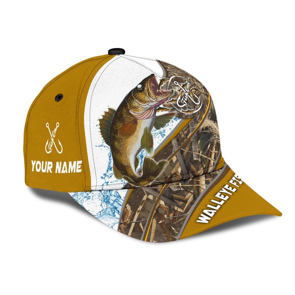 Custom Name Walleye Fishing Hook 3D Design – Classic Cap