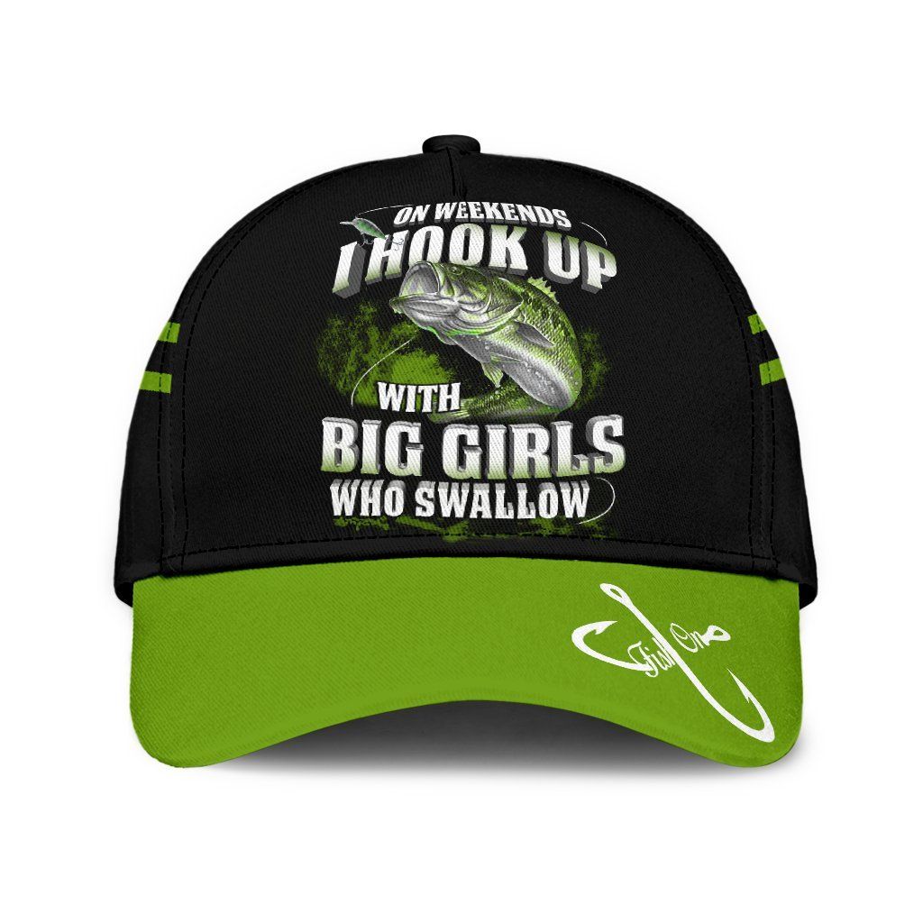 Green Bass Fishing Hook 3D Design – Classic Cap