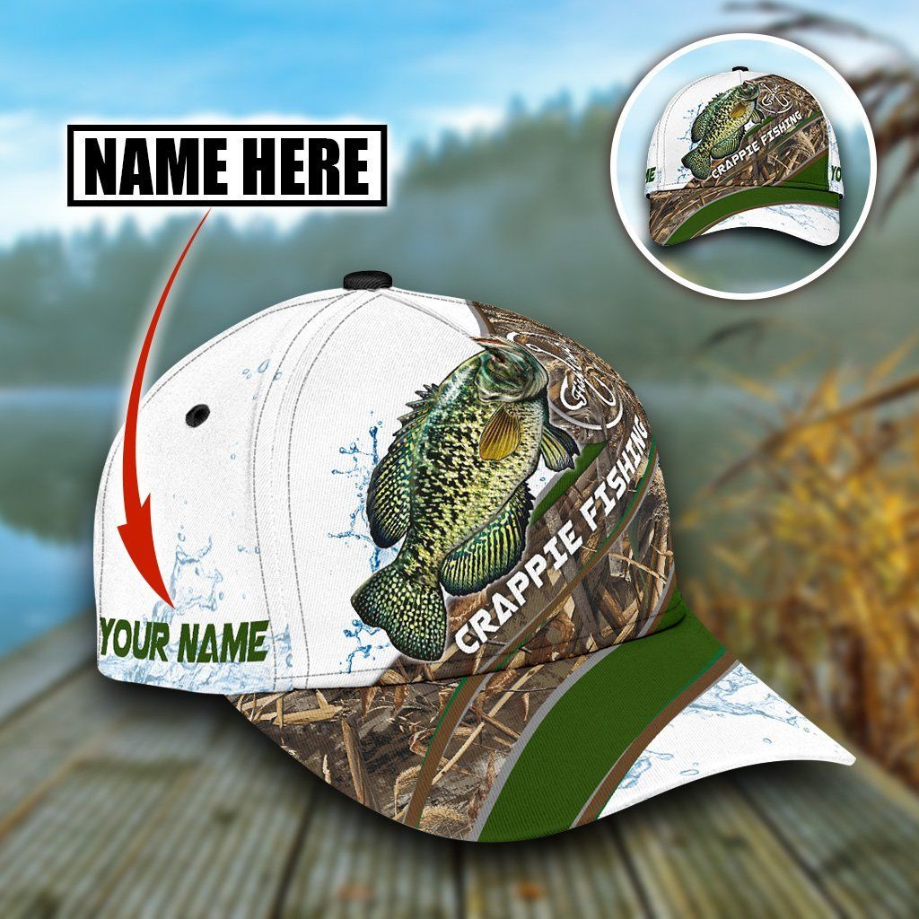 Custom Name Crappie Fishing Hook 3D Design – Classic Cap