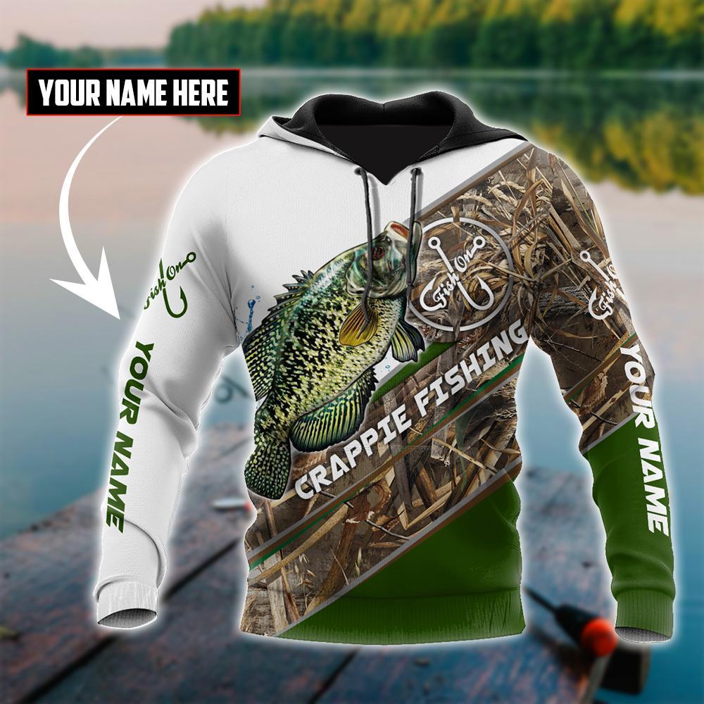 Custom Name Crappie Fishing Camo Graphic – 3D Hoodie
