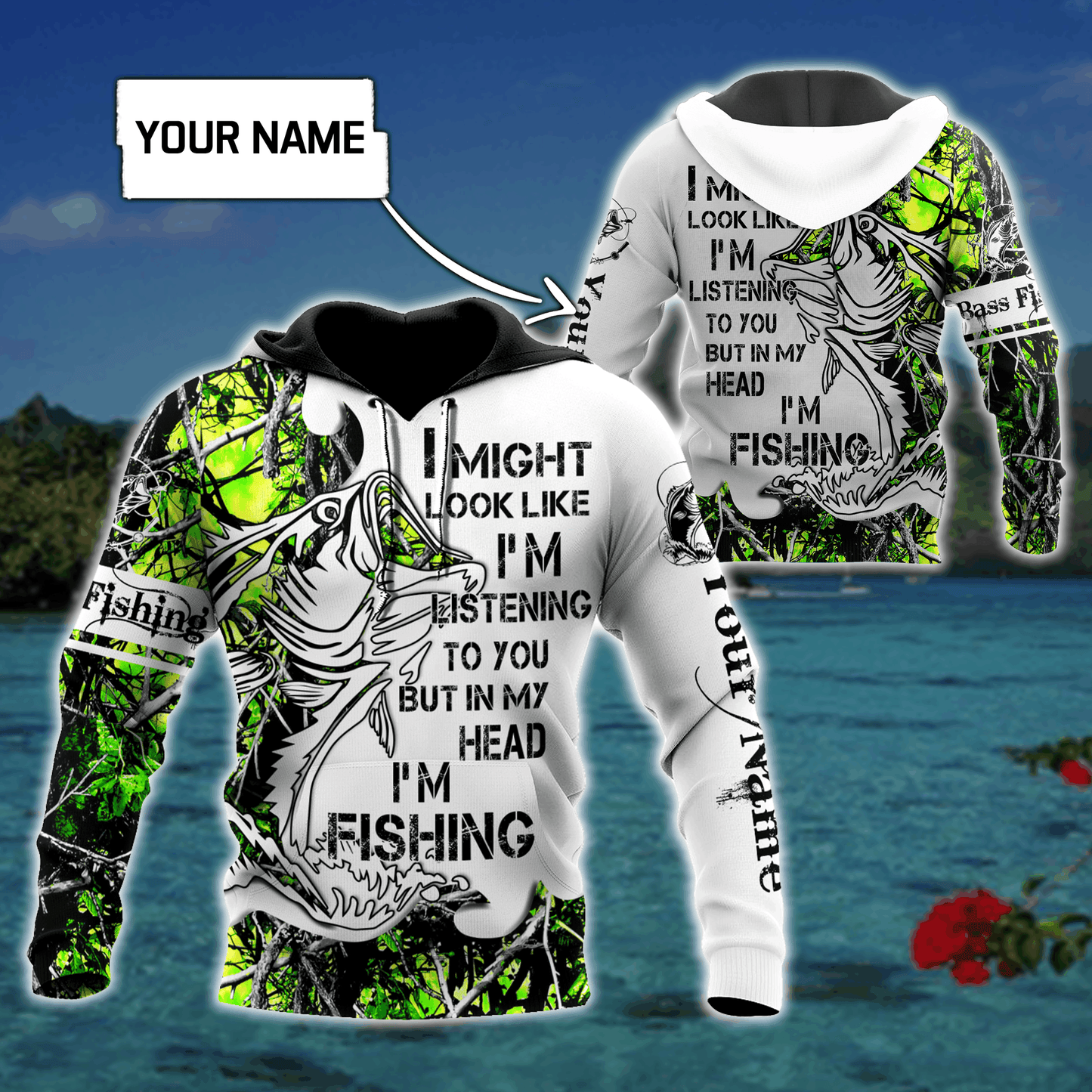 In My Head Im Fishing Bass Tattoo Graphic – 3D Hoodie