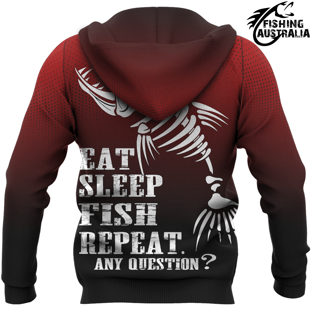 Fishing Australia Eat Sleep Fish Repeat Graphic – 3D Hoodie