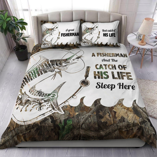 Fishing Couple Best Catch Bedding Cover For Pet Lover Bedroom Decor