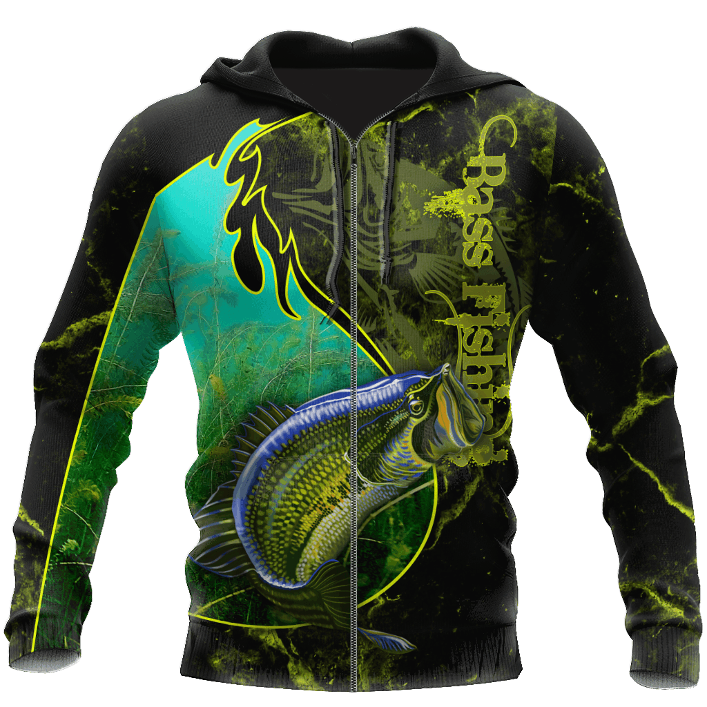 Bass Fishing Underwater Yin Yang Camo Graphic – 3D Hoodie