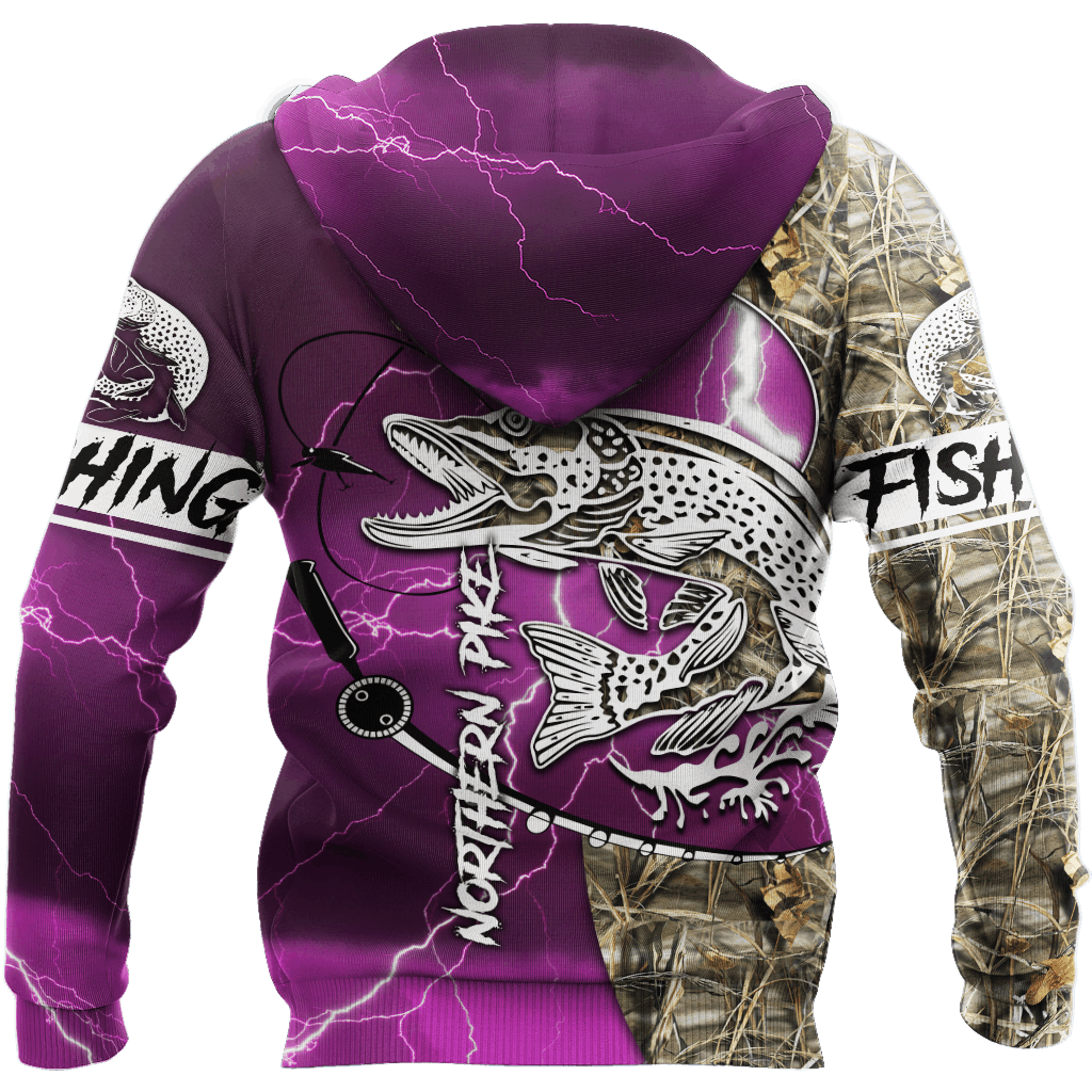 Northern Pike Fishing Pink Camo Graphic – 3D Hoodie