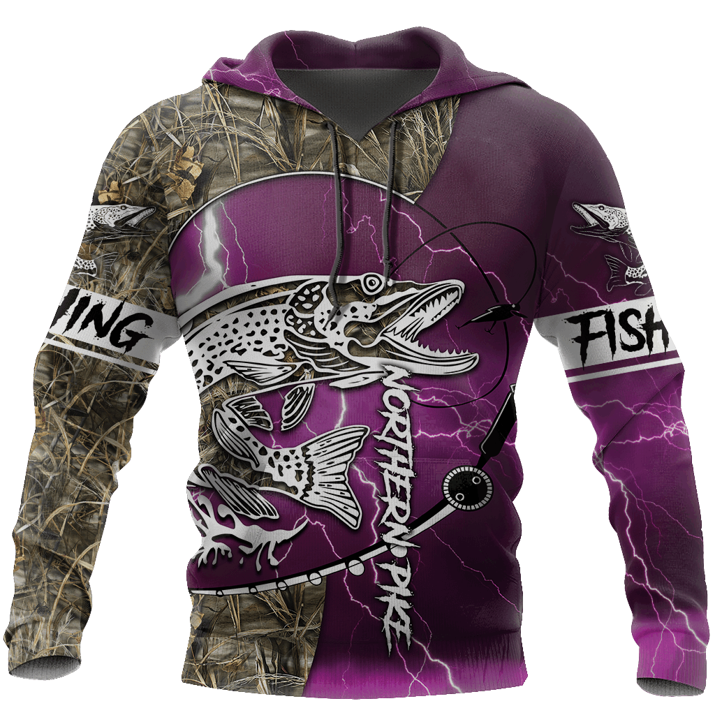 Northern Pike Fishing Pink Camo Graphic – 3D Hoodie