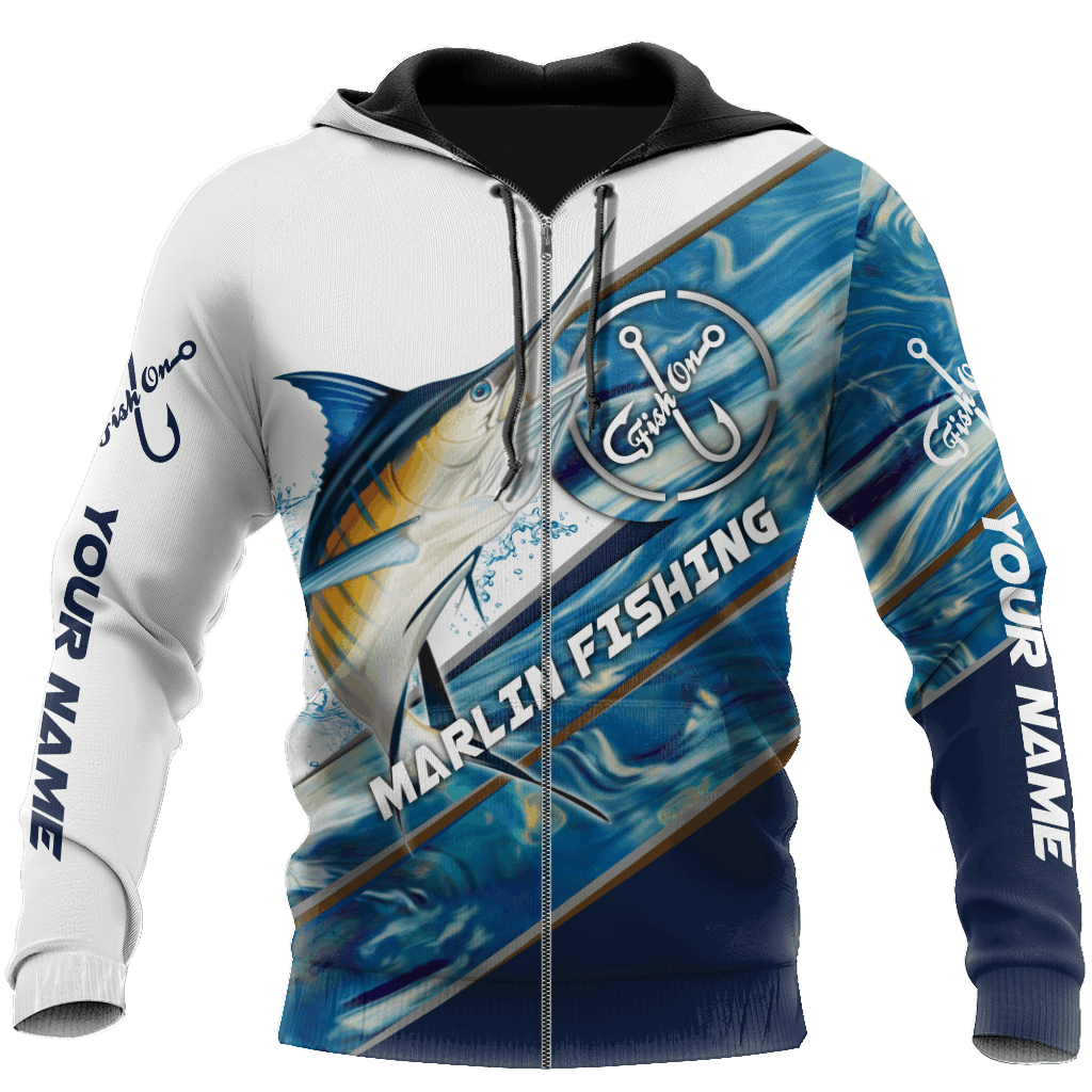 Custom Name Marlin Fishing Camo Graphic – 3D Hoodie