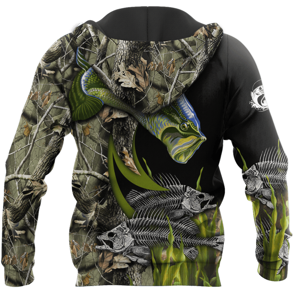 Bass Fishing Fall Camo Reaper Graphic – 3D Hoodie