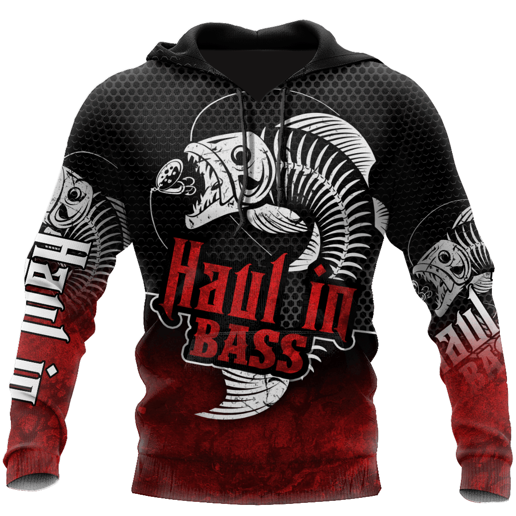 Haul In Bass Fishing Red Reaper Graphic – 3D Hoodie