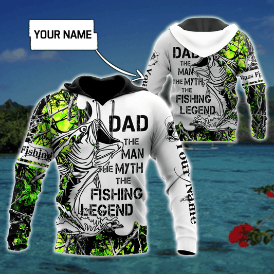 Custom Name Dad Bass Fishing Tattoo Graphic – 3D Hoodie