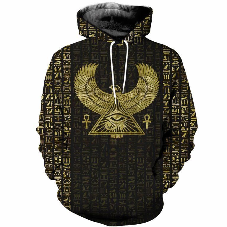 Collection Eye Of Horus And Hieroglyphs Art – 3D Hoodie