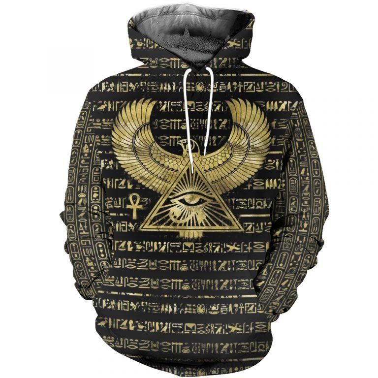 Collection Eye Of Horus And Hieroglyphs Art – 3D Hoodie