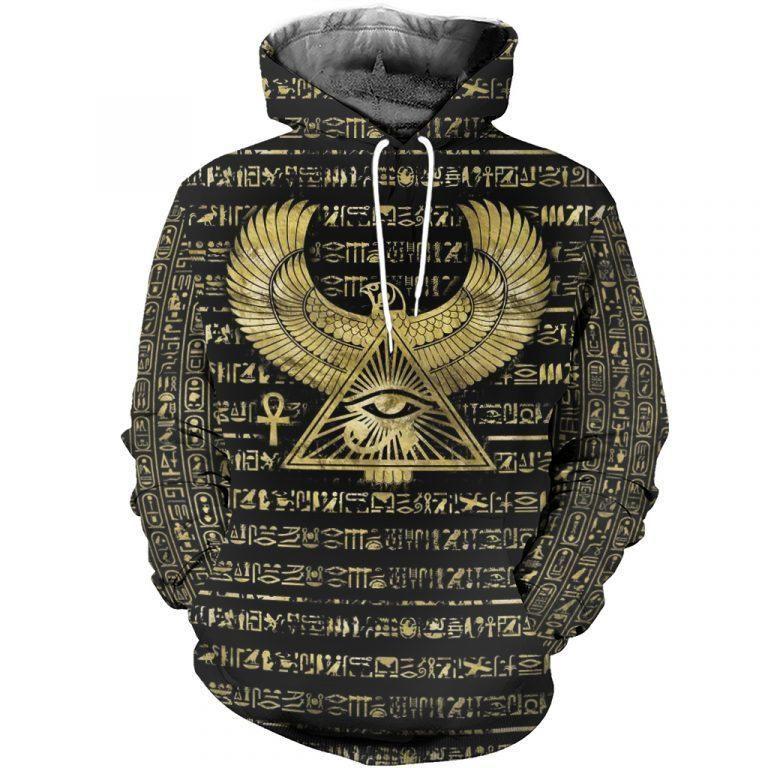 Collection Eye Of Horus And Hieroglyphs Art – 3D Hoodie