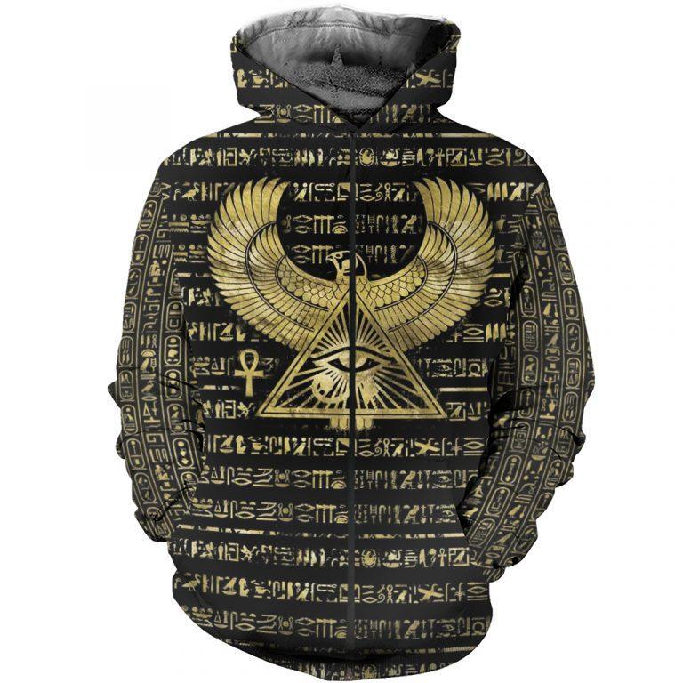 Collection Eye Of Horus And Hieroglyphs Art – 3D Hoodie