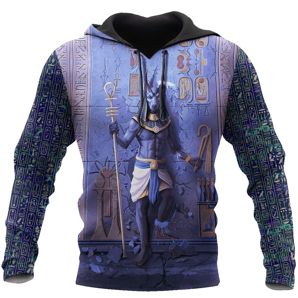 Collection Anubis Face Blue Egypt Art – 3D Hoodie