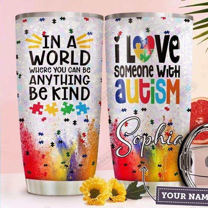 Autism Awareness In A World I Love Personalized 20 Oz Tumbler