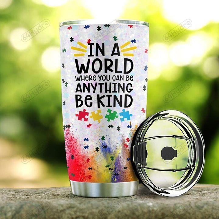 Autism Awareness In A World I Love Personalized 20 Oz Tumbler