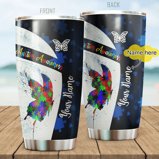 Autism Awareness Butterfly Personalized 20 Oz Tumbler