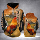 Premium Rooster Orange Color Art - 3D Hoodie