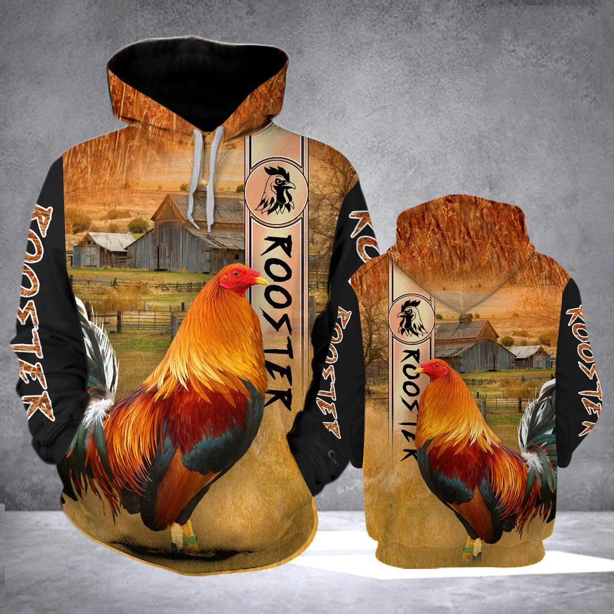 Premium Rooster Orange Color Art - 3D Hoodie
