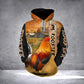 Premium Rooster Orange Color Art - 3D Hoodie
