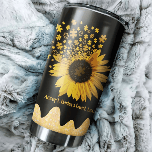 Autism Accept Understand Love With Sunflower 20 Oz Tumbler