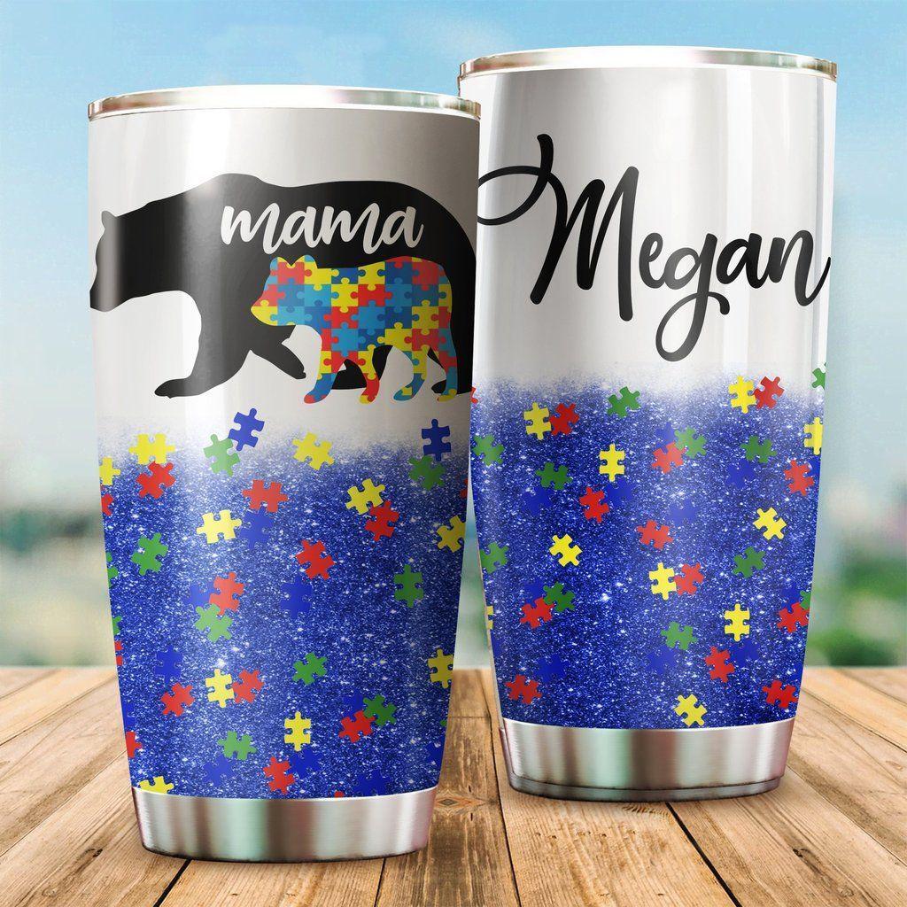 Autism Bear Mama Personalized 20 Oz Tumbler For Travel Gifts