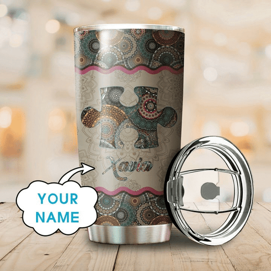 Autism Mandala Pattern Personalized 20 Oz Tumbler
