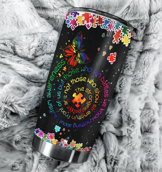 Autism Butterfly Black 20 Oz Tumbler For Travel Gifts