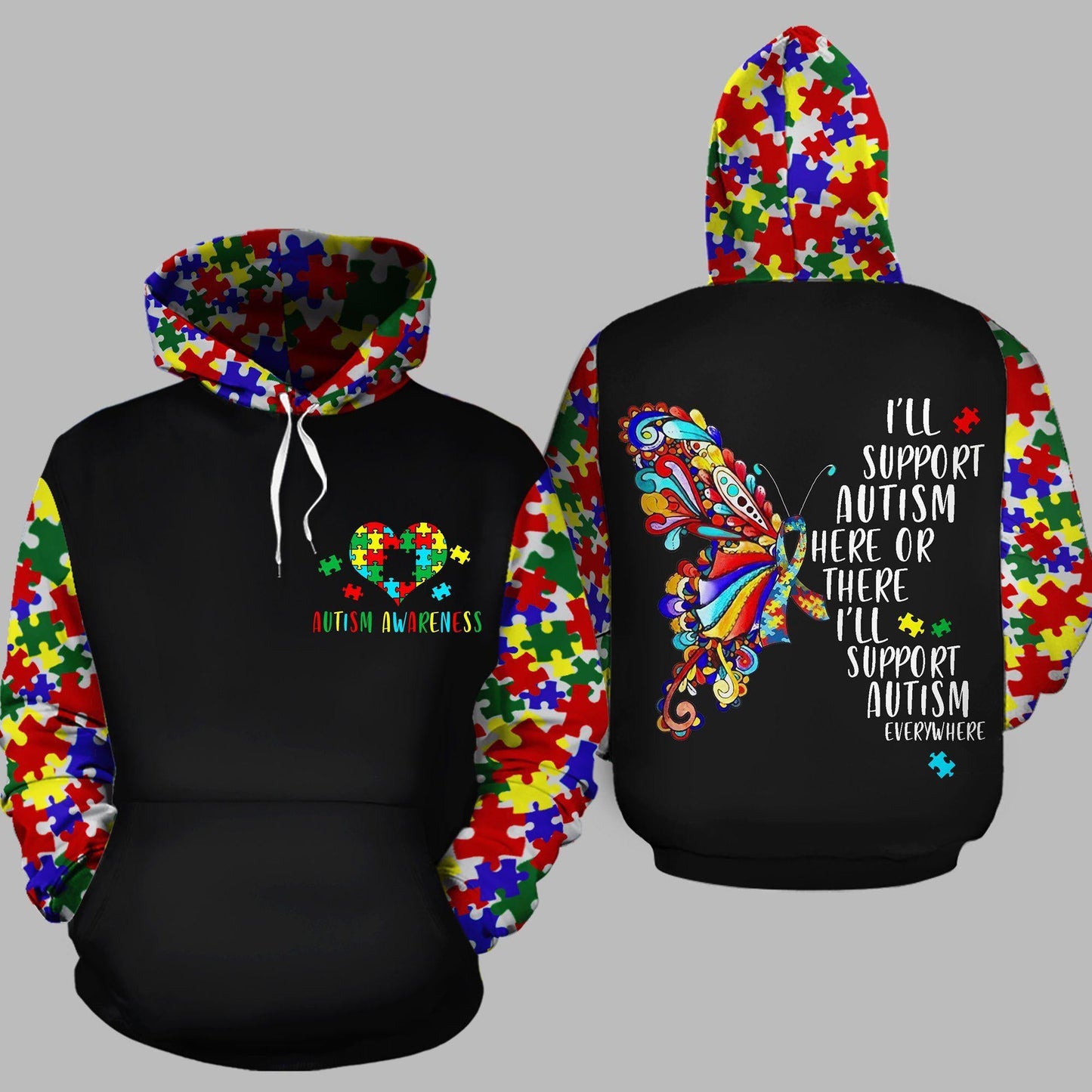 Collection Support Autism Everywhere Quote – 3D Hoodie