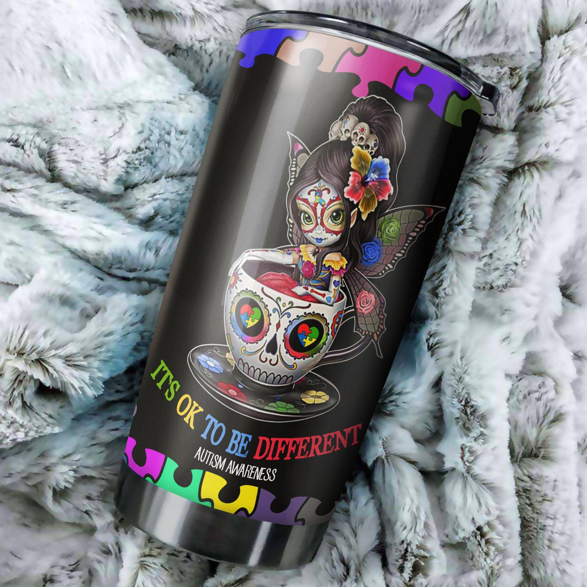 Autism Skull It's Ok To Be Different 20 Oz Tumbler