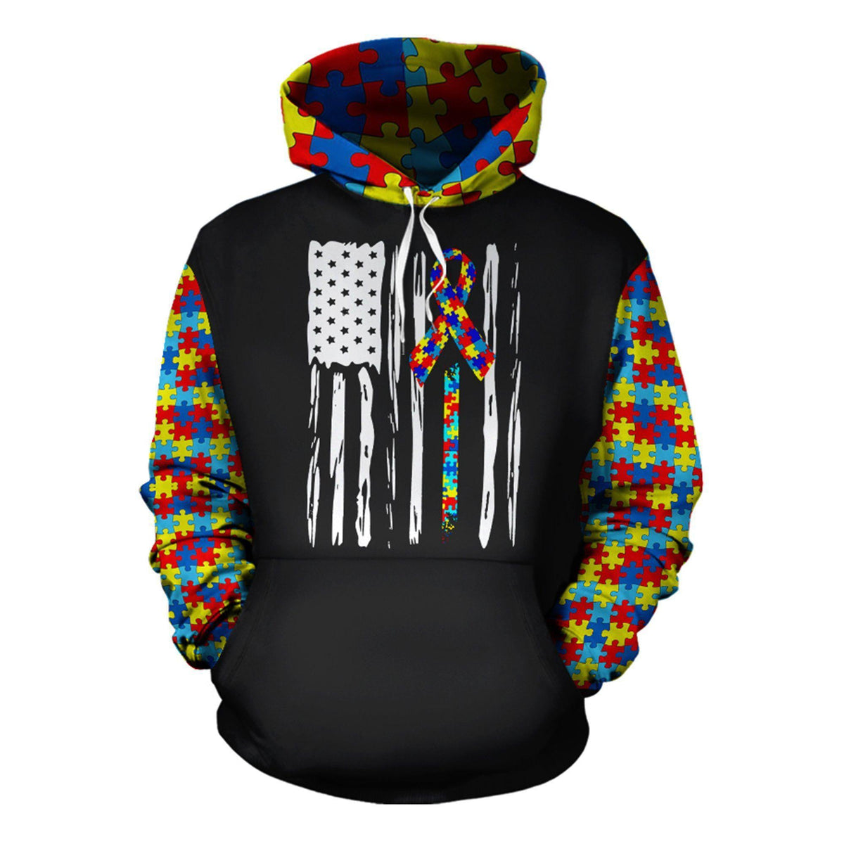 Collection American Flag Autism Awareness – 3D Hoodie