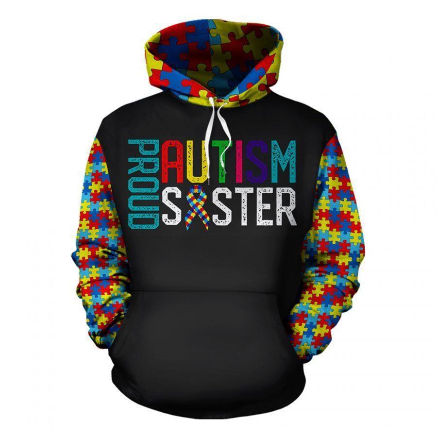Collection Autism Sister Proud – 3D Hoodie