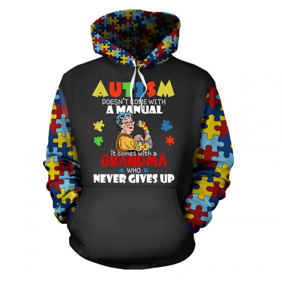 Collection Grandma Autism Never Gives Up – 3D Hoodie