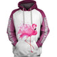 Flamingo Ribbon Breast Cancer Awareness Art – 3D Hoodie
