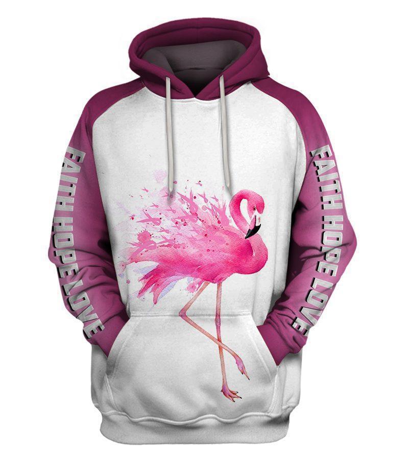 Flamingo Ribbon Breast Cancer Awareness Art – 3D Hoodie