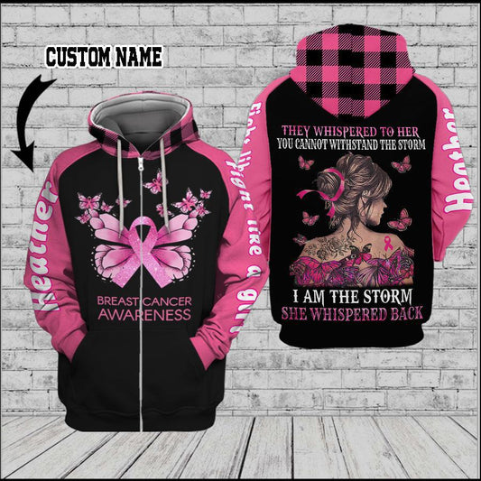 Breast Cancer They Whispered To Her 03 Custom – 3D Hoodie