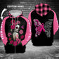 Breast Cancer Skull Girl Awareness Art – 3D Hoodie