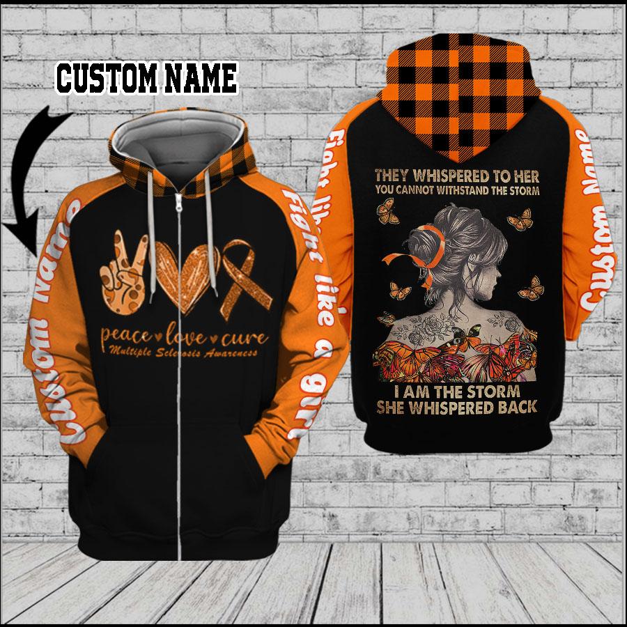 Multiple Sclerosis Cancer Awareness They Whispered To Her – 3D Hoodie