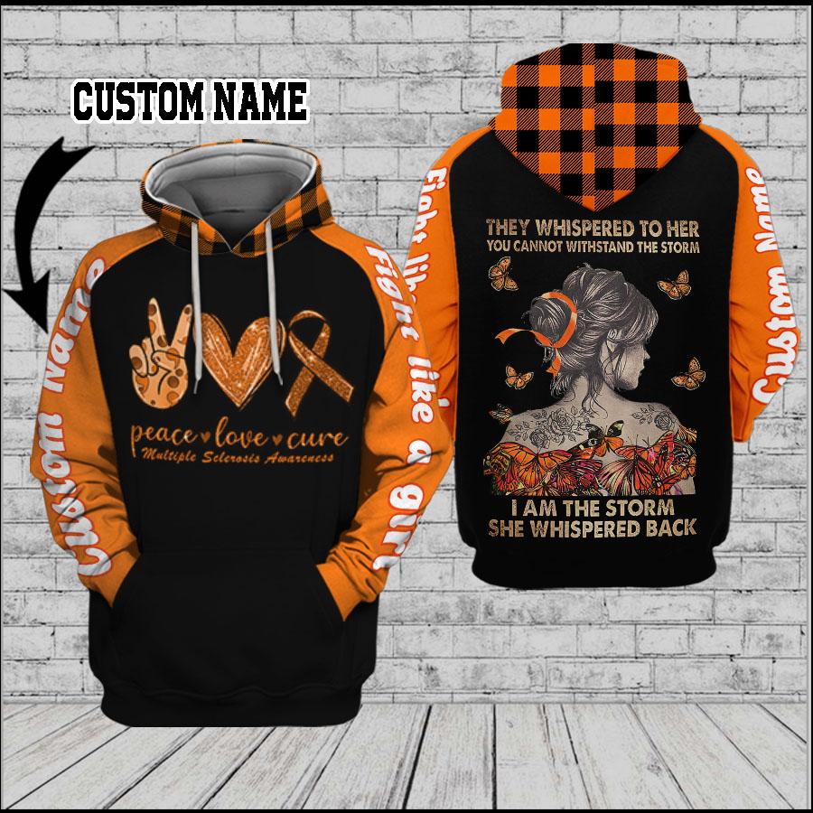 Multiple Sclerosis Cancer Awareness They Whispered To Her – 3D Hoodie