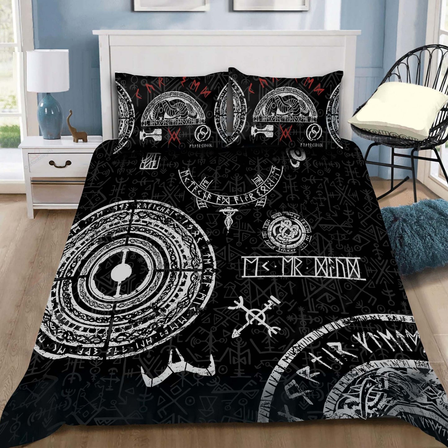 Viking Baldur Norse Mythology Tattoo Bedding Cover For Norse Bedroom Decor