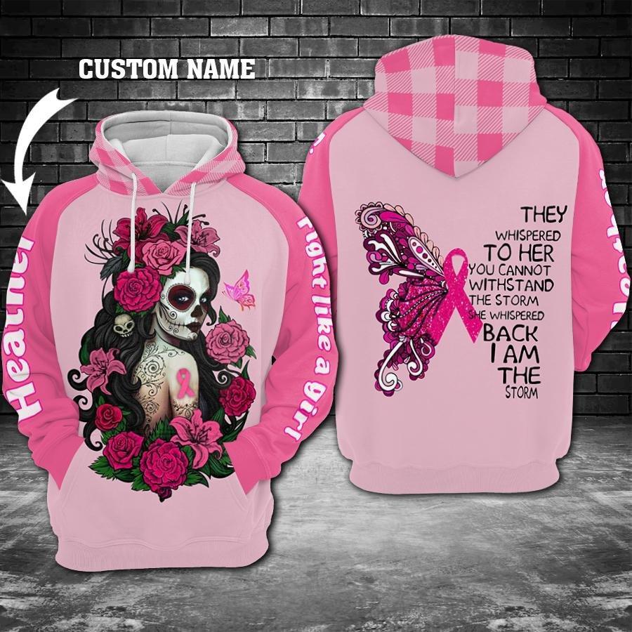 Breast Cancer Skull Girl Art – 3D Hoodie